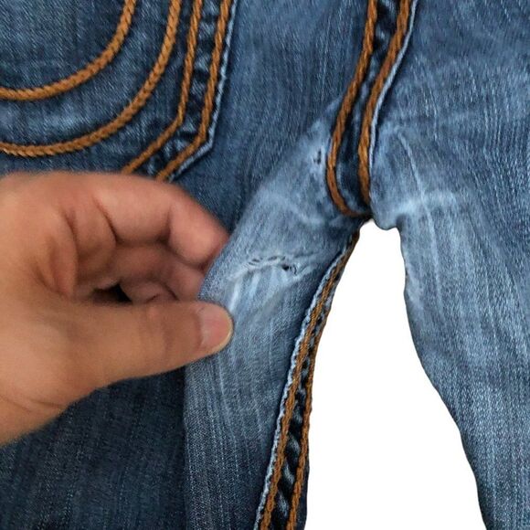 Rare True Religion Jeans Size 34 STRAIGHT ORANGE STITCH - Picture 11 of 15